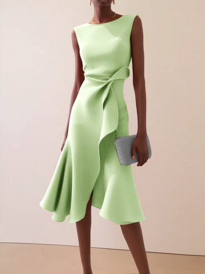 Beatrice | Gedrapeerde asymmetrische dames midijurk