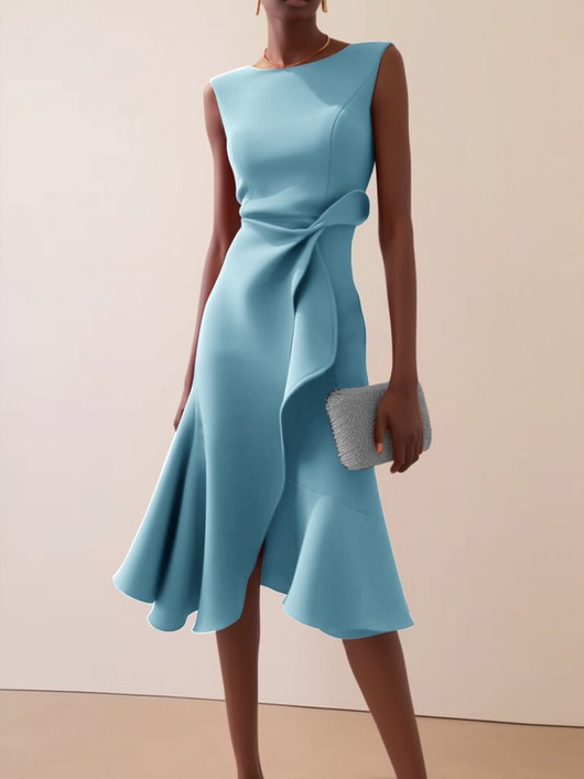 Beatrice | Gedrapeerde asymmetrische dames midijurk