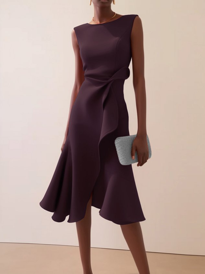 Beatrice | Gedrapeerde asymmetrische dames midijurk
