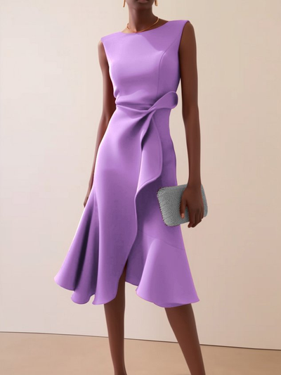 Beatrice | Gedrapeerde asymmetrische dames midijurk