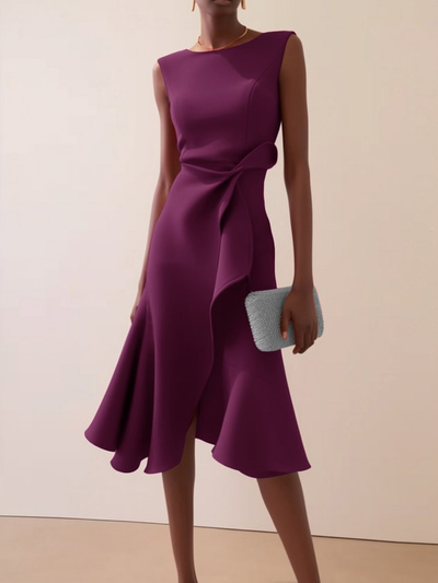 Beatrice | Gedrapeerde asymmetrische dames midijurk