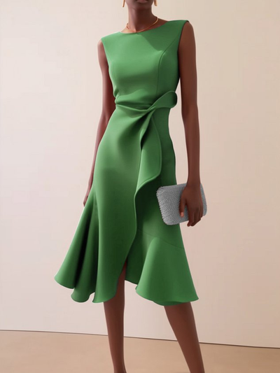 Beatrice | Gedrapeerde asymmetrische dames midijurk