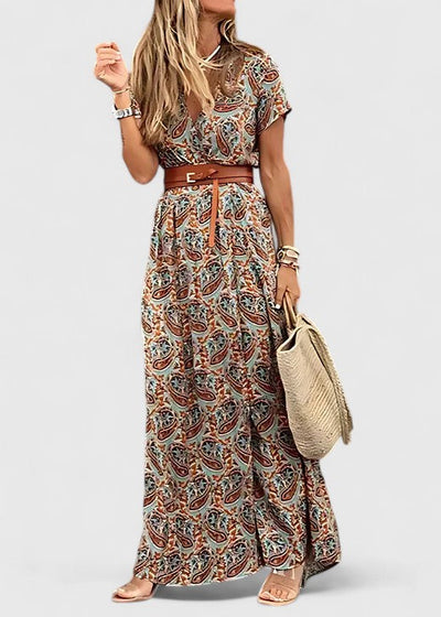 Anke | Casual dames boho maxijurk met V-hals