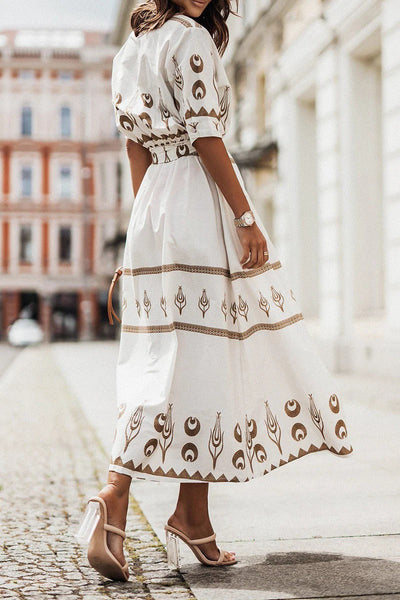 Isabella | Boho midi-jurk met ceintuur – casual zomerjurk