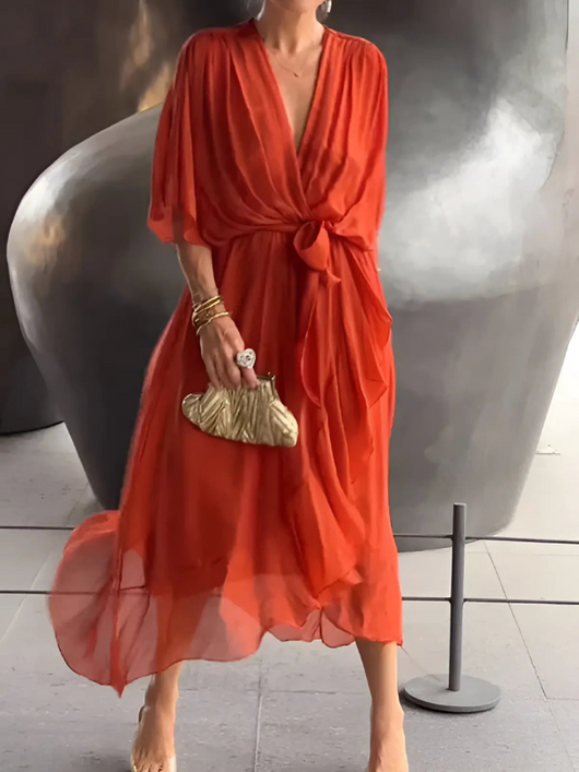 Sylvia | Wikkel midi-jurk – casual jurk