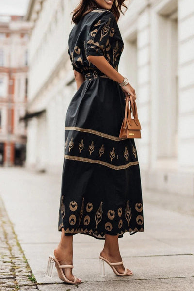Isabella | Boho midi-jurk met ceintuur – casual zomerjurk