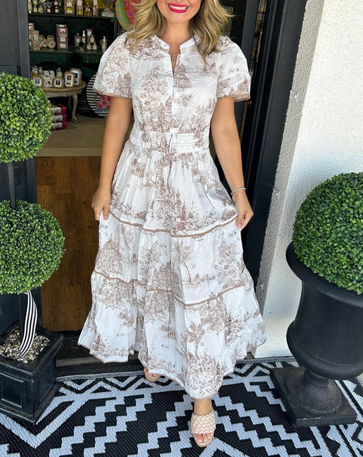 Eliana | Gelaagde maxijurk met print – casual jurk