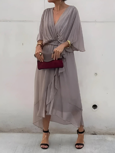 Sylvia | Wikkel midi-jurk – casual jurk