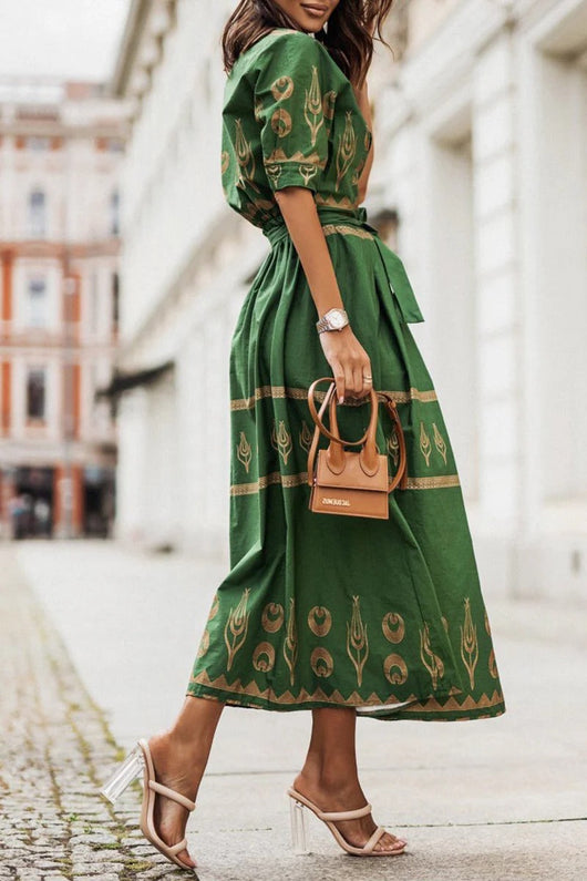 Isabella | Boho midi-jurk met ceintuur – casual zomerjurk