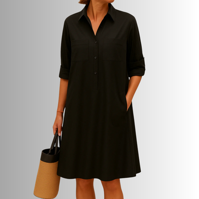 Sophia | A-lijnjurk met knoopsluiting – elegante jurk