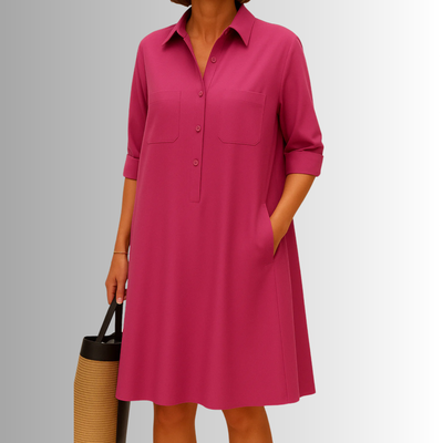 Sophia | A-lijnjurk met knoopsluiting – elegante jurk