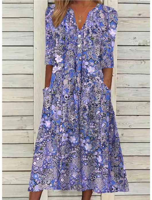 Serafina | Bloemen maxijurk met knoopsluiting – elegante jurk