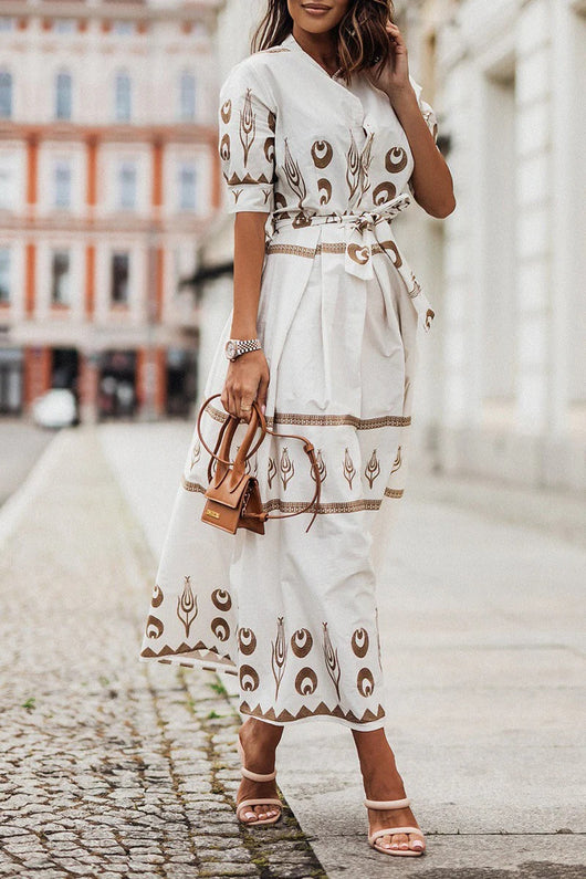 Isabella | Boho midi-jurk met ceintuur – casual zomerjurk