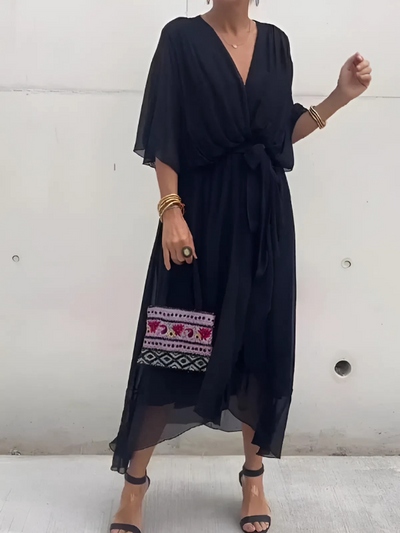 Sylvia | Wikkel midi-jurk – casual jurk