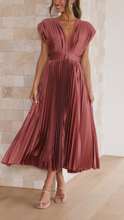 Juliette | Geplisseerde midi-jurk met strikband – casual zomerjurk