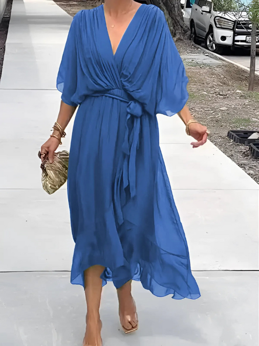 Sylvia | Wikkel midi-jurk – casual jurk