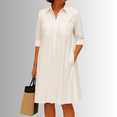 Sophia | A-lijnjurk met knoopsluiting – elegante jurk