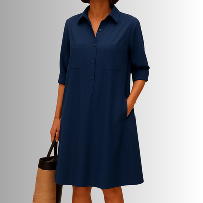 Sophia | A-lijnjurk met knoopsluiting – elegante jurk