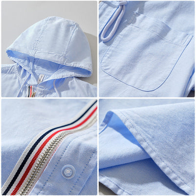 Cassian hoodie-overhemd van linnen-katoenmix