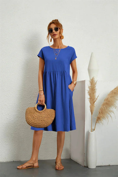 Seraphine | Midi-jurk met smokdetails en zakken – casual zomerjurk