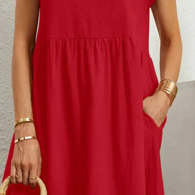 Seraphine | Midi-jurk met smokdetails en zakken – casual zomerjurk