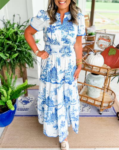 Eliana | Gelaagde maxijurk met print – casual jurk