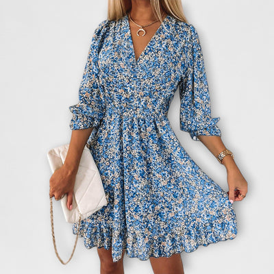 Elara | Bloemen minijurk met smokdetails – casual jurk