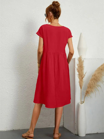 Seraphine | Midi-jurk met smokdetails en zakken – casual zomerjurk