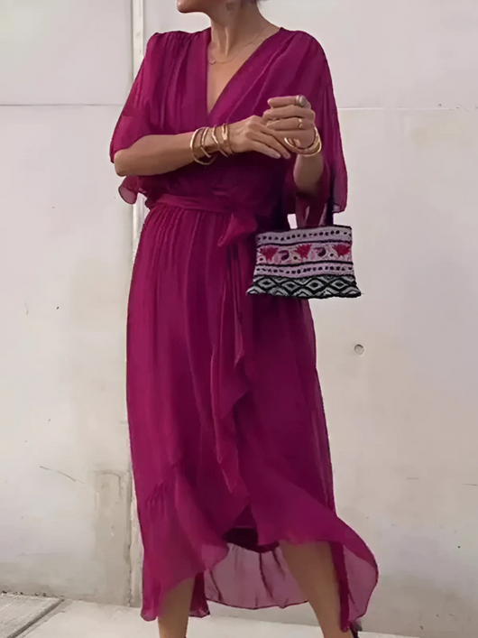 Sylvia | Wikkel midi-jurk – casual jurk