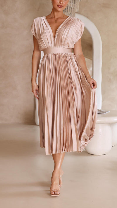 Juliette | Geplisseerde midi-jurk met strikband – casual zomerjurk
