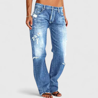 Frieda | Dames vintage jeans met losse pasvorm en wassing
