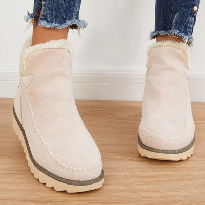 Elfriede | Dames instap enkellaarsjes met plateau en naaddetails