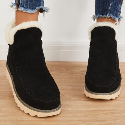 Elfriede | Dames instap enkellaarsjes met plateau en naaddetails
