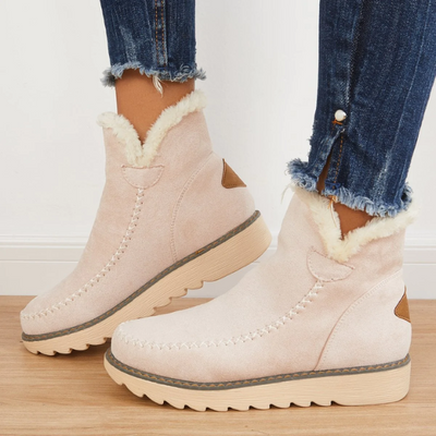Elfriede | Dames instap enkellaarsjes met plateau en naaddetails
