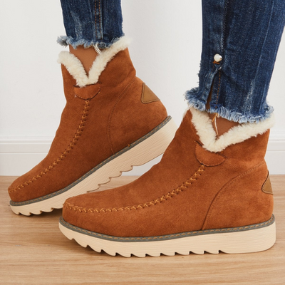 Elfriede | Dames instap enkellaarsjes met plateau en naaddetails