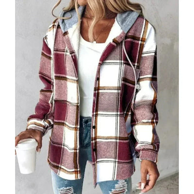 Annika | Casual dames winterjack met capuchon en ruitdessin
