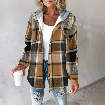 Annika | Casual dames winterjack met capuchon en ruitdessin