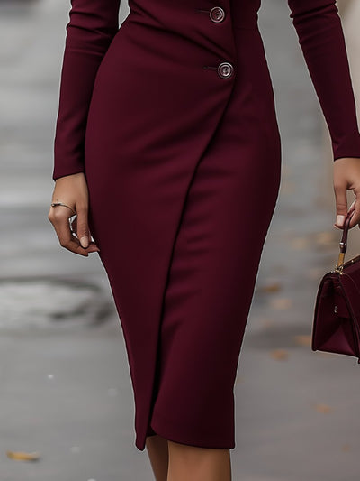 Katharina | Dames wikkel-midijurk met knoopsluiting voor de lente