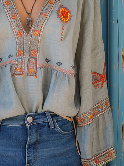 Magdalena | Bohemian dames zomerblouse met borduurwerk