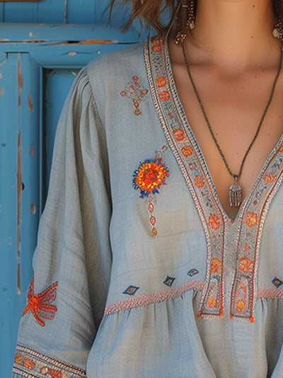 Magdalena | Bohemian dames zomerblouse met borduurwerk