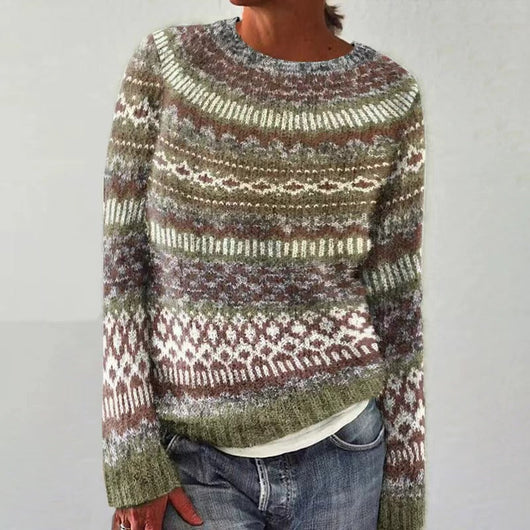 Jasmin | Feestelijke gebreide dames kersttrui met rendiermotief