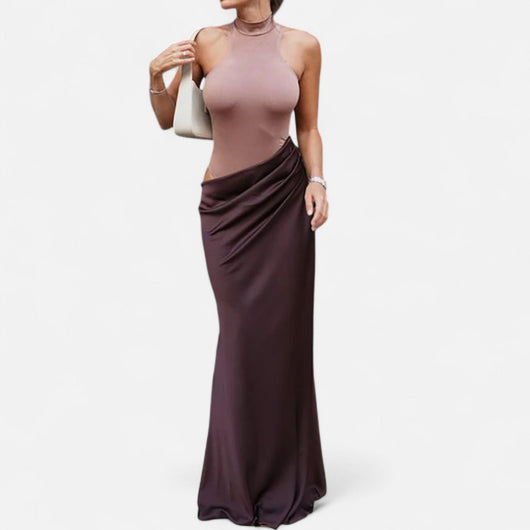 Kerstin | Dames maxijurk met cut-out en halterhals