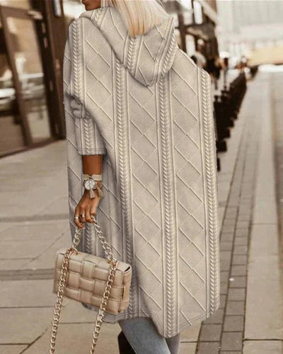 Charlotte | Lang dames grofgebreid oversized vest met capuchon
