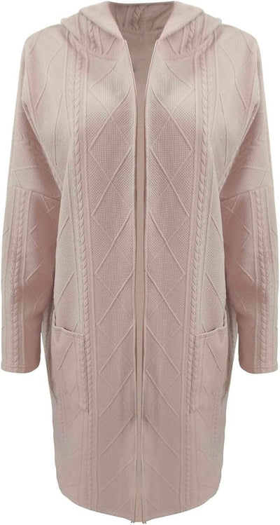 Charlotte | Lang dames grofgebreid oversized vest met capuchon
