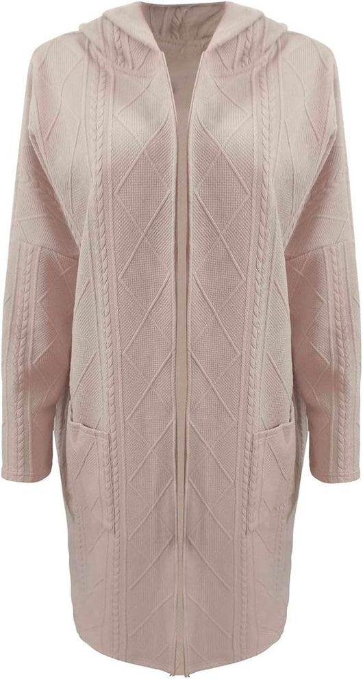 Charlotte | Lang dames grofgebreid oversized vest met capuchon