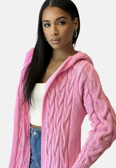 Charlotte | Lang dames grofgebreid oversized vest met capuchon