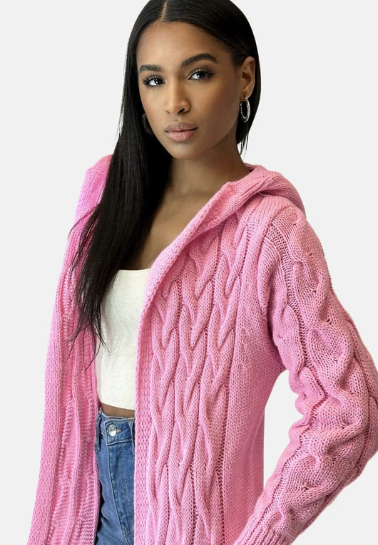 Charlotte | Lang dames grofgebreid oversized vest met capuchon