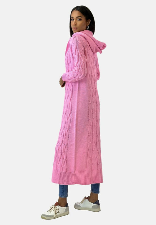 Charlotte | Lang dames grofgebreid oversized vest met capuchon