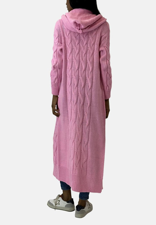 Charlotte | Lang dames grofgebreid oversized vest met capuchon