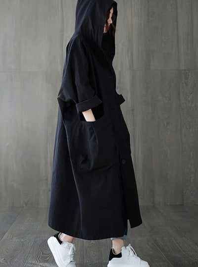 Clara | Lange waterafstotende oversized dames trenchcoat met capuchon